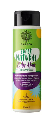 Garden of Panthenols Supernatural Shampoo Oily Hair Σαμπουάν για λιπαρά μαλλιά με Κισσό και Μέντα 250ml